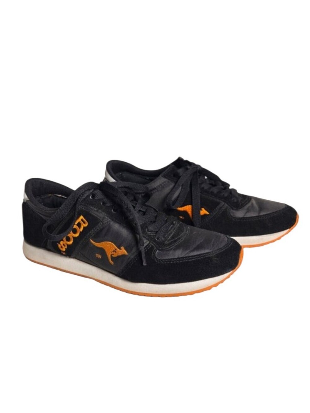 KangaROOS Combat Basic Sneaker Black Orange Low-Top Runner Hidden Pocket Size 9